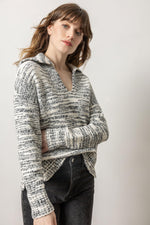 Load image into Gallery viewer, Sailor Collar Sweater in Black Space Dye
