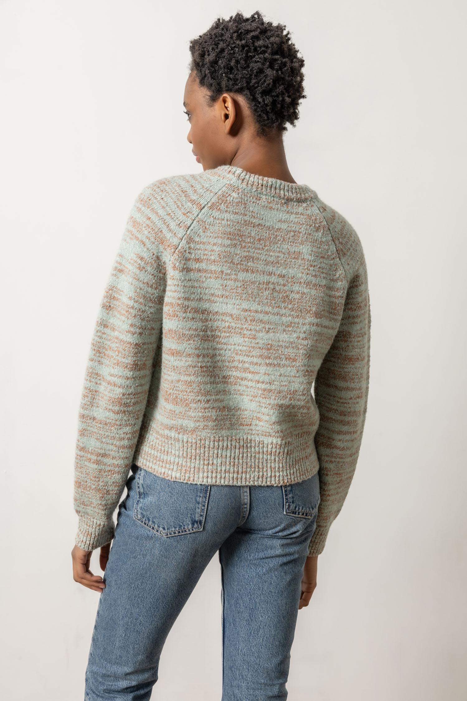 Ribbed Neck Raglan Sweater in Frost Space Dye