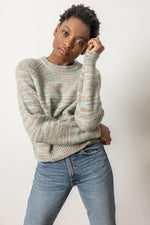 Load image into Gallery viewer, Ribbed Neck Raglan Sweater in Frost Space Dye
