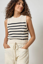 Load image into Gallery viewer, Cropped Cable Tank Sweater in Stripe
