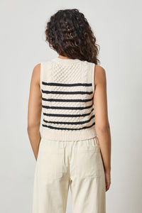 Cropped Cable Tank Sweater in Stripe