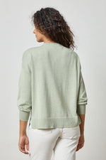 Load image into Gallery viewer, 3/4 Sleeve Drop Shoulder Sweater in Peapod
