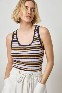 Striped Scoop Neck Tank in Navy Stripe