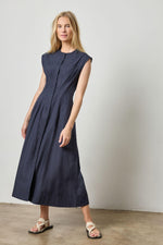 Load image into Gallery viewer, Sleeveless Seamed Maxi Dress in Navy
