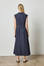 Load image into Gallery viewer, Sleeveless Seamed Maxi Dress in Navy
