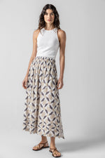 Load image into Gallery viewer, Shirred Elastic Waist Skirt in Natural Ikat
