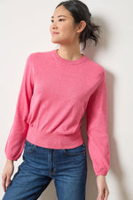 Load image into Gallery viewer, Pleated Sleeve Crewneck Sweater in Calypso
