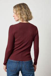 Fitted Crewneck Sweater in Dark Cherry