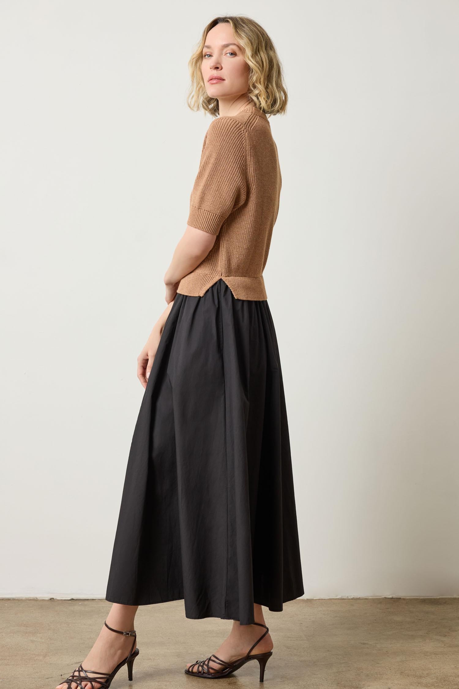 Mixed Media Dress in Acorn