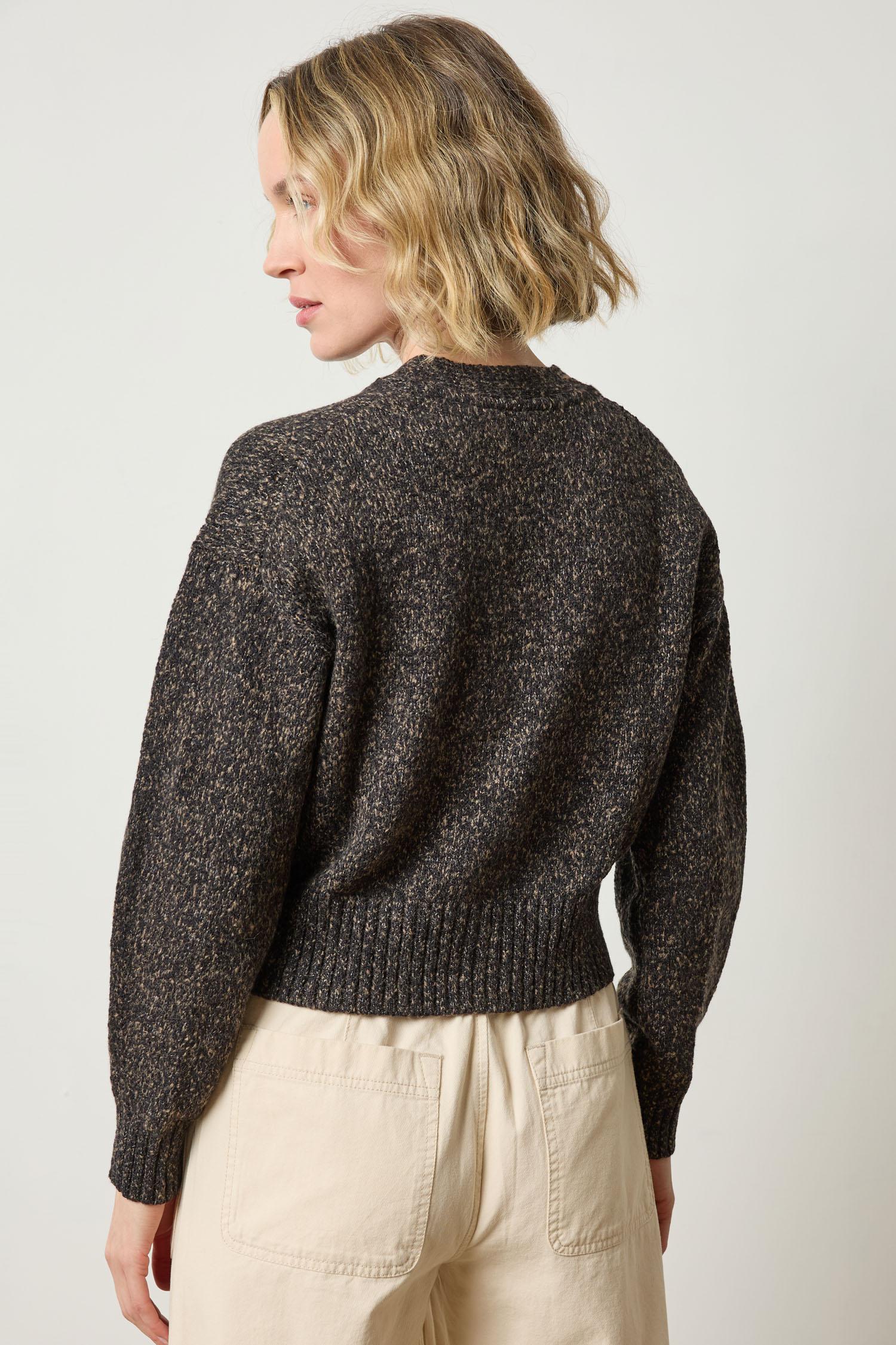Marled V-Neck Cardigan in Black Marl