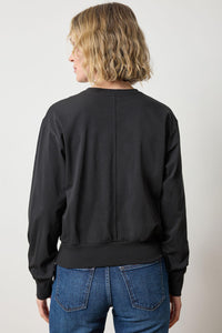 Ribbed Trim Easy Crew Shirt in Black
