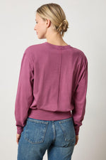 Load image into Gallery viewer, Ribbed Trim Easy Crew Shirt in Vintage Plum
