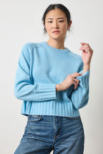 Load image into Gallery viewer, Saddle Sleeve Crewneck Sweater in Mystic Blue

