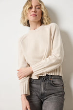 Load image into Gallery viewer, Saddle Sleeve Crewneck Sweater in Oat
