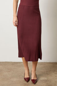 Straight Rib Skirt in Dark Cherry