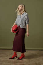 Load image into Gallery viewer, Straight Rib Skirt in Dark Cherry
