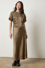 Load image into Gallery viewer, Satin Bias Maxi Skirt in Parsley
