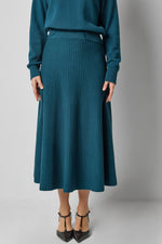 Load image into Gallery viewer, Flared Knit Skirt in Deep Sea
