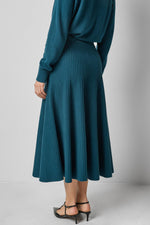 Load image into Gallery viewer, Flared Knit Skirt in Deep Sea
