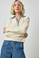 Load image into Gallery viewer, Marled Henley Sweater in Magnolia
