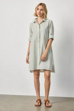 Load image into Gallery viewer, Striped Shirt Dress in Pool Stripe
