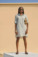 Load image into Gallery viewer, Striped Shirt Dress in Pool Stripe
