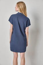 Load image into Gallery viewer, Textured Terry Tunic Dress in Navy
