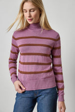 Load image into Gallery viewer, Textured Stripe Turtleneck Sweater in Dewberry Stripe
