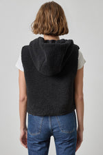 Load image into Gallery viewer, Hooded Sherpa Vest in Black
