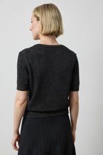 Load image into Gallery viewer, Short Sleeve Sparkle Sweater in Black
