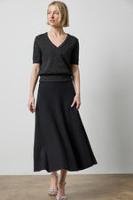Load image into Gallery viewer, Knit Flared Skirt in Black
