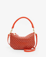 Load image into Gallery viewer, Petit Moyen Messenger in Woven Checker Bright Poppy/Bordeaux
