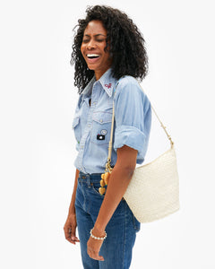 Petite Jeanne in Cream Woven Checker