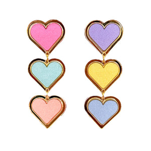 Pastel Triple Heart Earrings