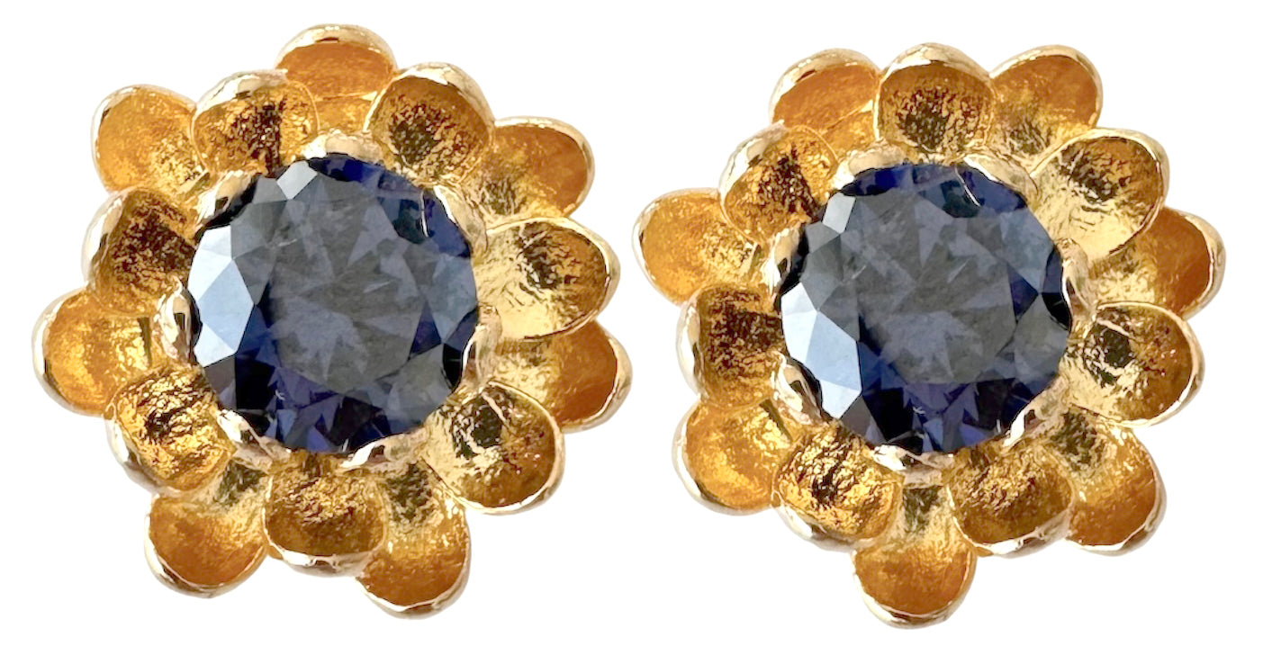 Camelia Flower Studs in Tanzanite