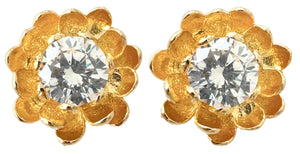 Camelia Flower Studs in Clear