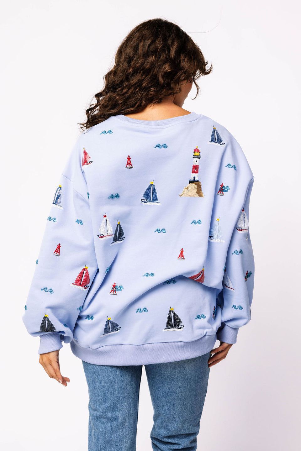Sailboat Icon Sweatshirt in Dusty Blue