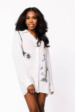 Load image into Gallery viewer, White Fishing Pole with Hooked Fish Gauze Tunic
