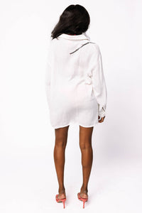 White Fishing Pole with Hooked Fish Gauze Tunic
