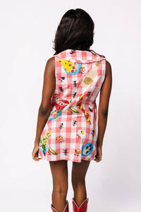 Red Picnic Table Collar Dress in Red
