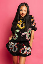 Load image into Gallery viewer, Black Snake Top in Multi
