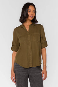 Riley Top in Pesto Green