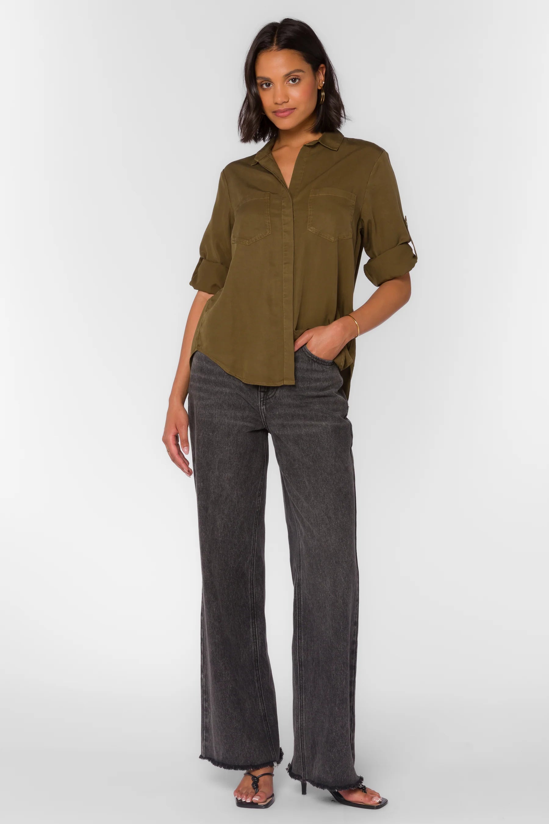 Riley Top in Pesto Green