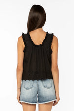 Load image into Gallery viewer, Rosabel Eyelet Sleeveless Shirt in Black
