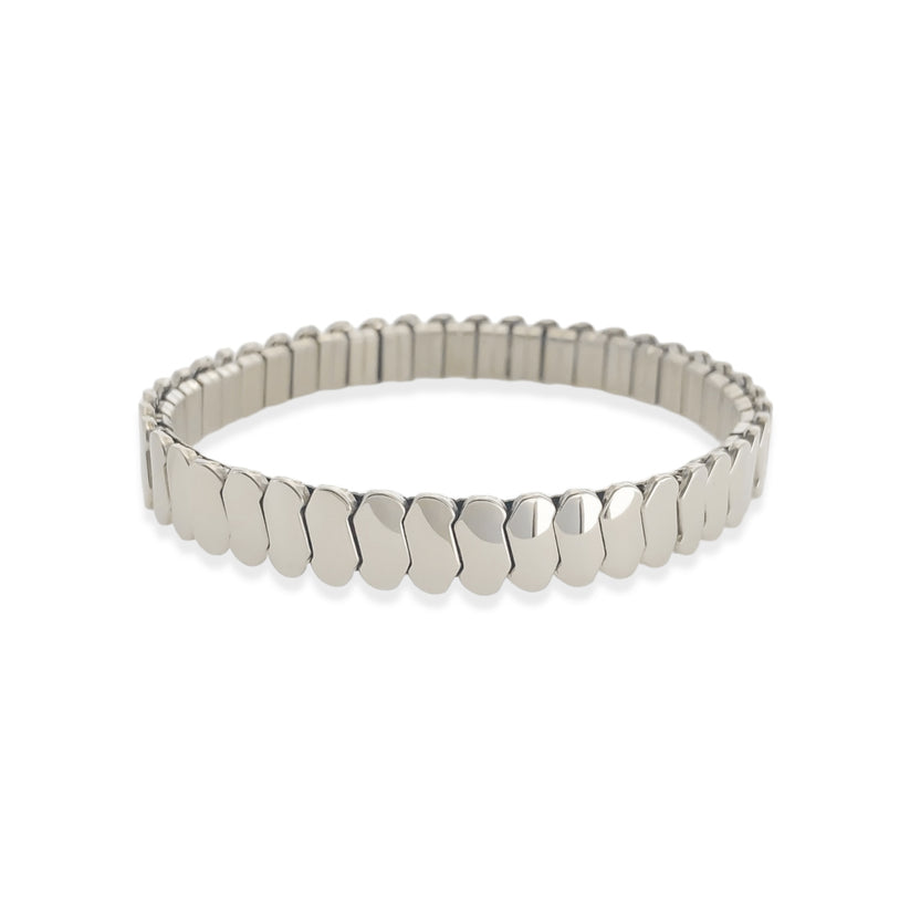 Abstract S Link Stretch Bracelet in Rhodium