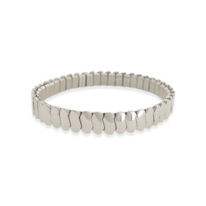 Abstract S Link Stretch Bracelet in Rhodium