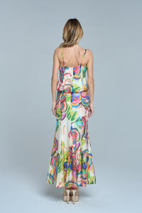 Abstract Floral Flare Skirt in Cream Multi