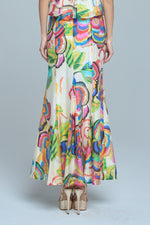 Load image into Gallery viewer, Abstract Floral Flare Skirt in Cream Multi
