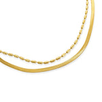 Load image into Gallery viewer, Gold Plated Double Layer Herringbone &amp; Beaded Necklace
