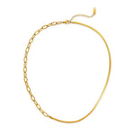 Load image into Gallery viewer, Half Paperclip Half Herringbone Necklace in Gold
